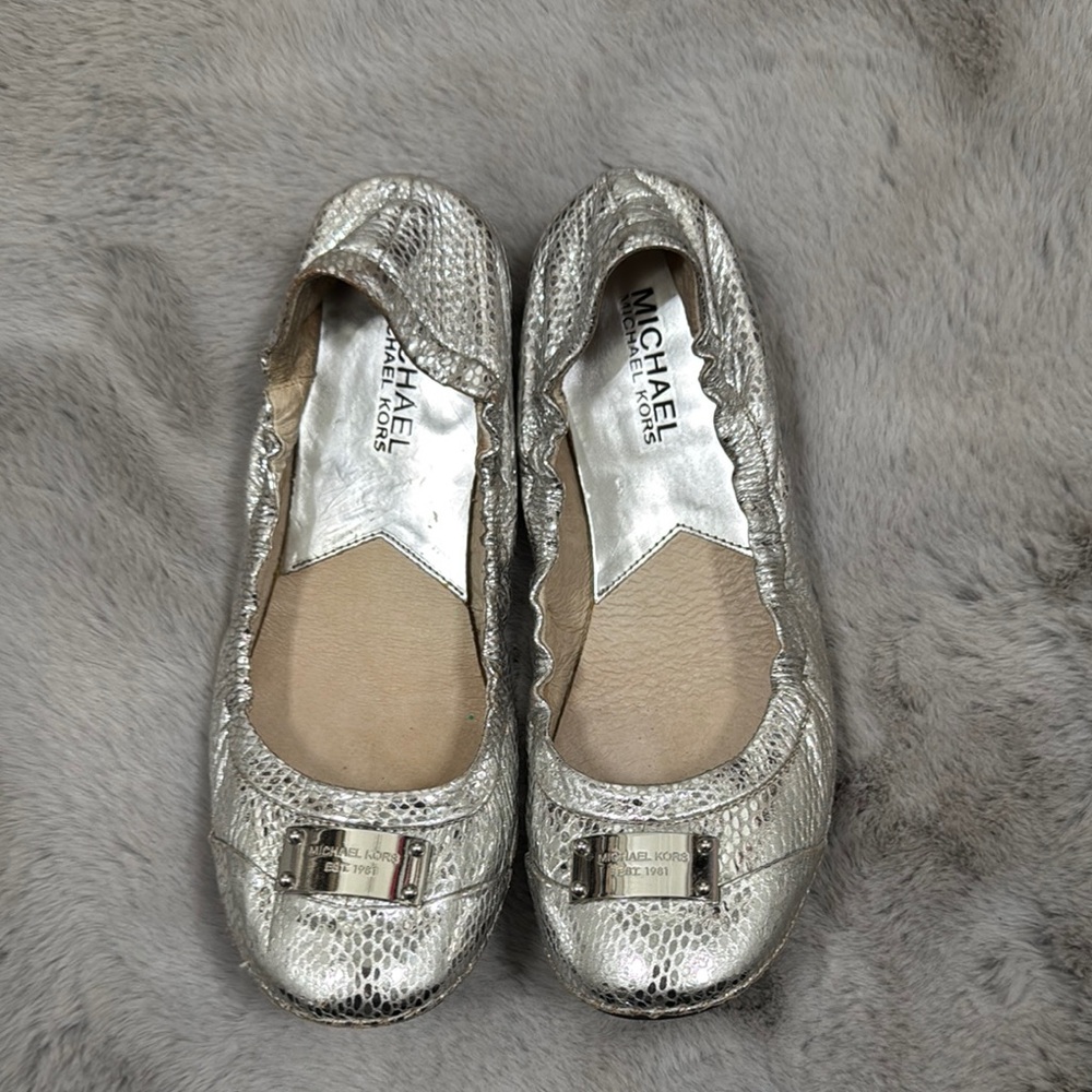 Michael Kors Silver Ballet Flats
